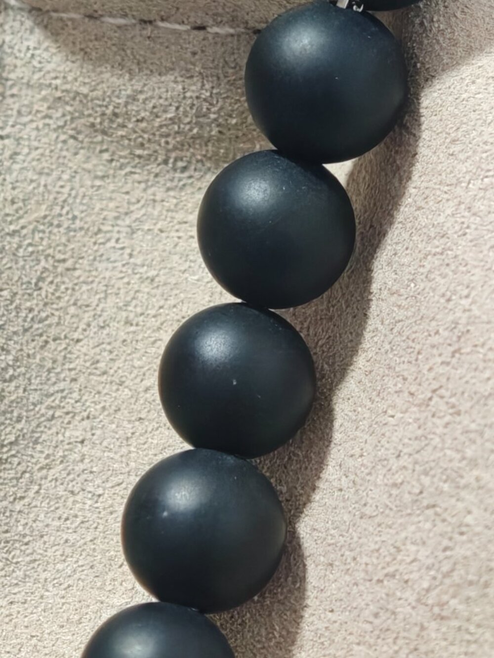 Black Onyx Bead Bracelet with Sterling Silver Cable Barrel, Adjustable - Picture 7 of 8